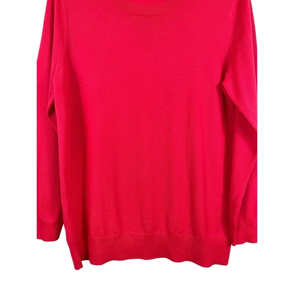 J.Crew 100% Merino Wool Sweater L Heather  Tomato Crewneck Lightweight Knit